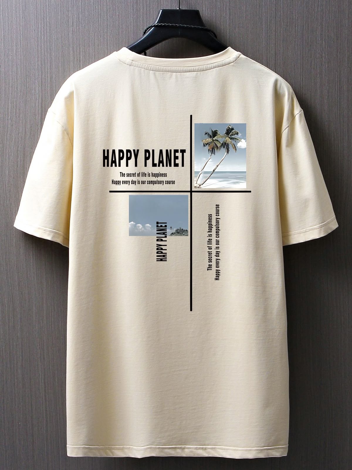 Happy Planet Graphic T-Shirt | Premium Cotton Aesthetic Back Print Tee for Men