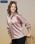 Women’s Sky Blue Satin Shirt – Formal & Casual Wear Top