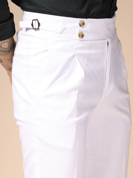 White Gurkha Pants – Summer Linen Look Formal Trousers
