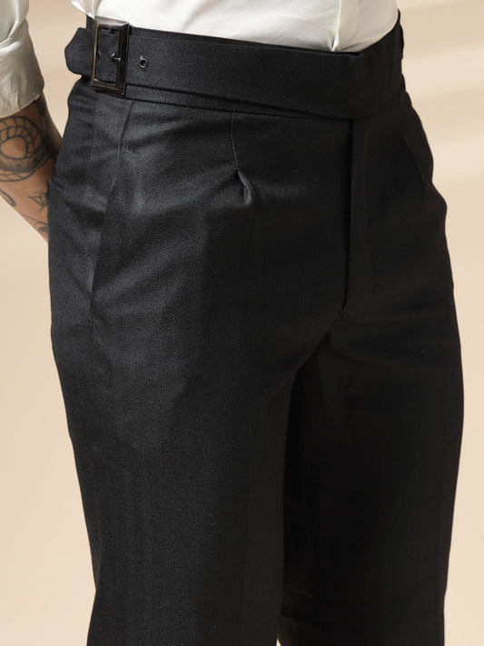 Men’s Black Gurkha Pants – Premium Tailored Fit Trousers