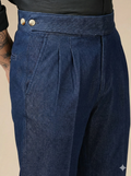 Navy Blue Gurkha Pants – Elegant High Waist Men’s Trousers