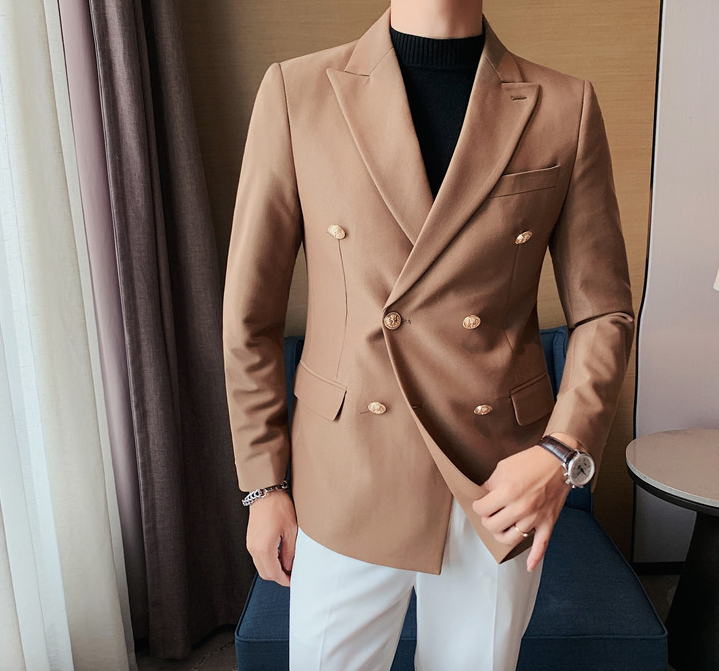 Men’s Luxury Leather Jacket Coat – Elegant Modern Blazer Style