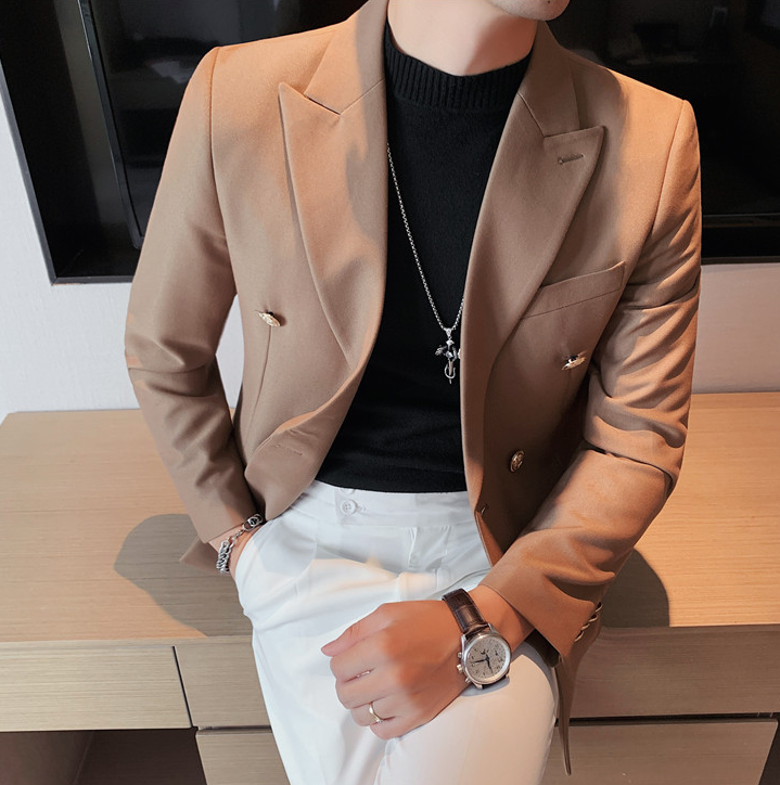 Men’s Luxury Leather Jacket Coat – Elegant Modern Blazer Style