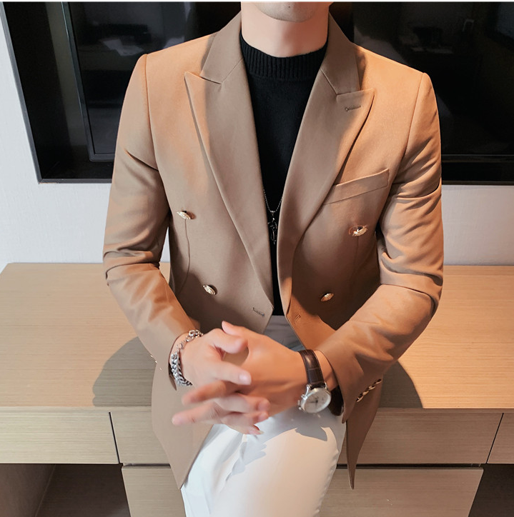 Men’s Luxury Leather Jacket Coat – Elegant Modern Blazer Style